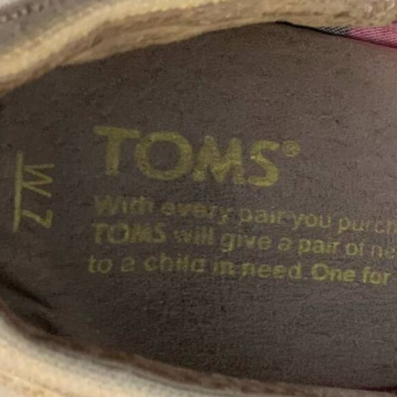 Toms Womens Size 7 Open Toe Striped Fabric High Heel Wedge Casual Shoes - Picture 5 of 5